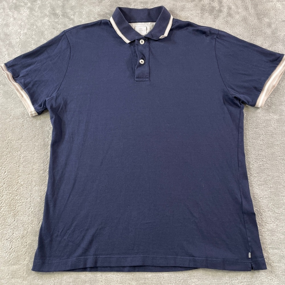 Eleventy Platinum Polo Shirt Mens Medium Blue Italy Preppy Casual Luxury Light
